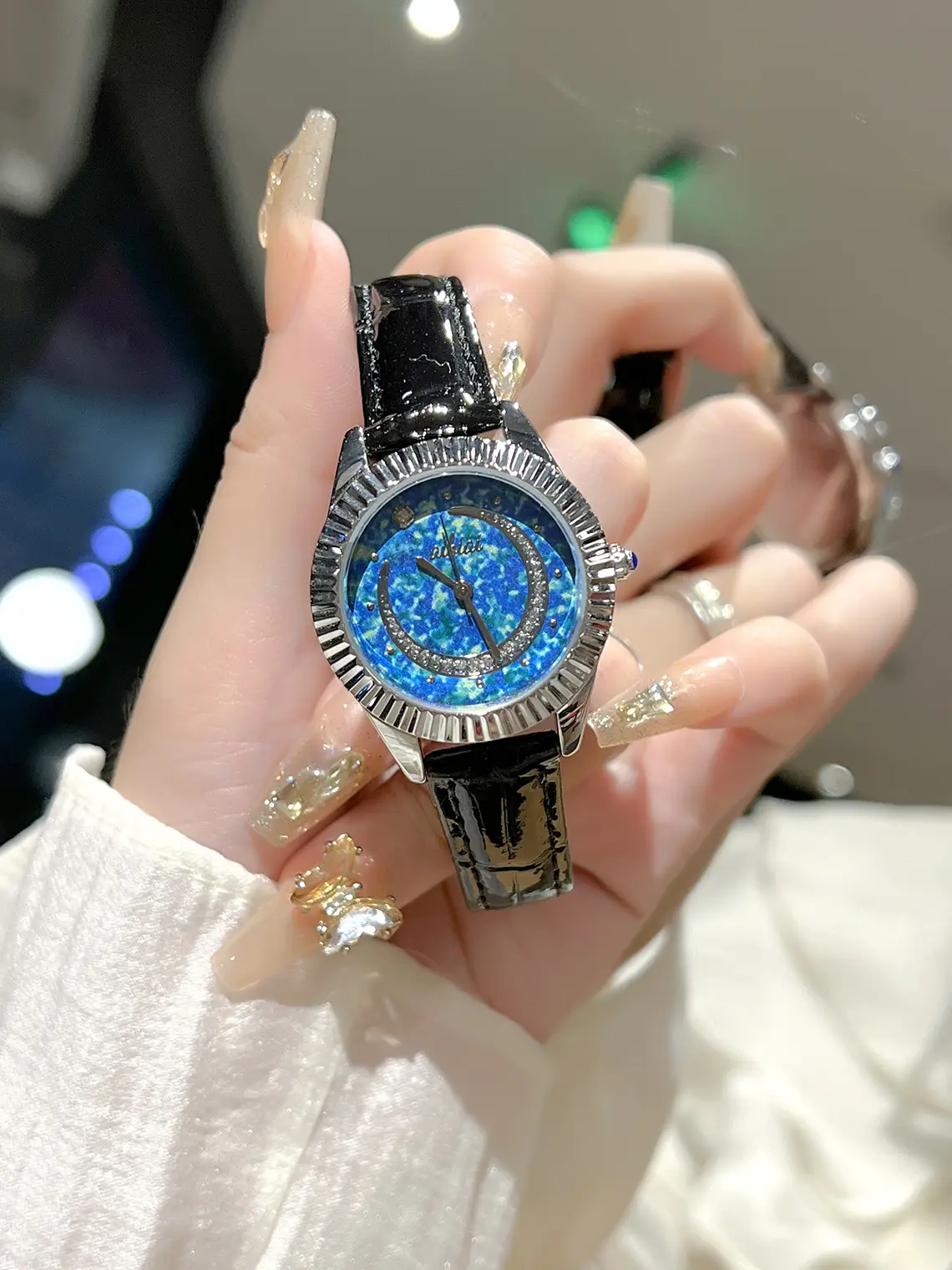 Women's Blue Starry Sky Moon Watch with Crystal Dial — feature 3
