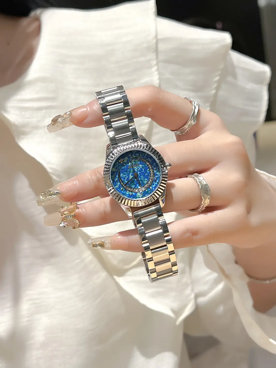 Women's Blue Starry Sky Moon Watch with Crystal Dial — feature 7