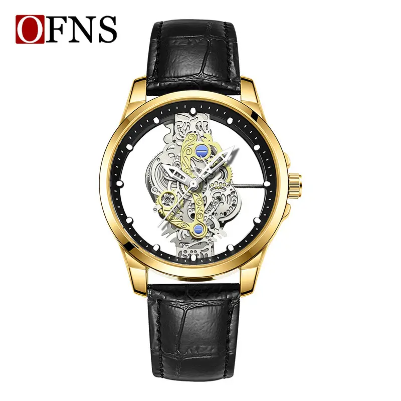 Men's Transparent Cut Out Watch with Gold Case - Image 2