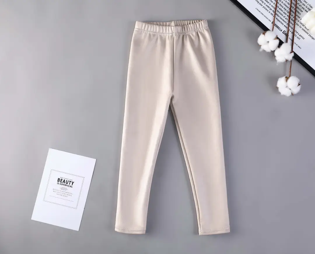 Children's imitation leather pants autumn and winter new children's fleece-lined warm pants girls one velvet slim pants factory direct sales — feature 21