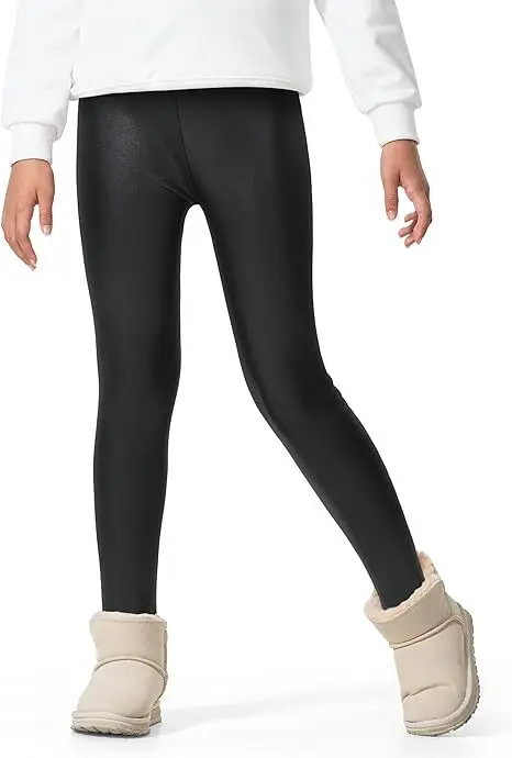 Children's imitation leather pants autumn and winter new children's fleece-lined warm pants girls one velvet slim pants factory direct sales — feature 8