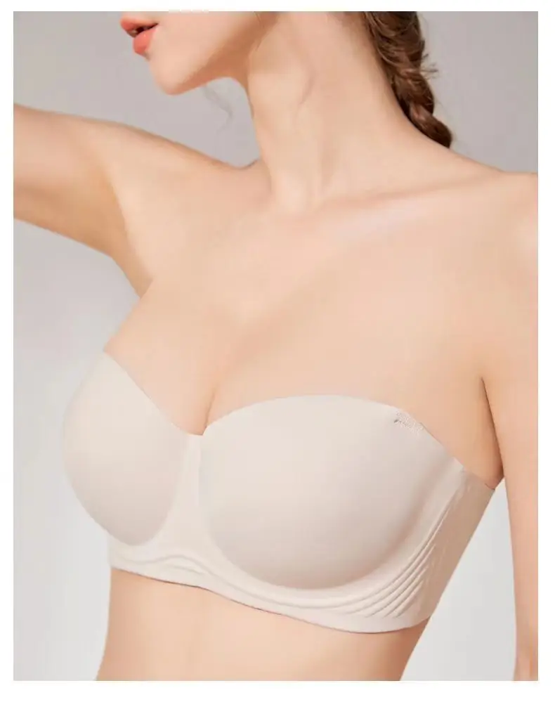 Strapless Underwear Women's Large Chest Small Non-slip Thin Traceless plus size Bra Upper Anti-sagging Off-shoulder Tube-top Bra — feature 14