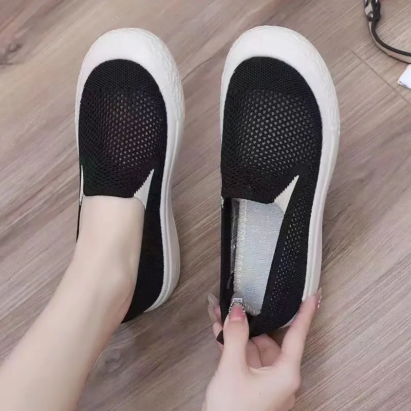 Women's Black Mesh Slip-On Casual Shoes Lightweight Soft Bottom - Image 6