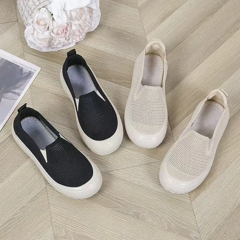 Women's Black Mesh Slip-On Casual Shoes Lightweight Soft Bottom - Image 7