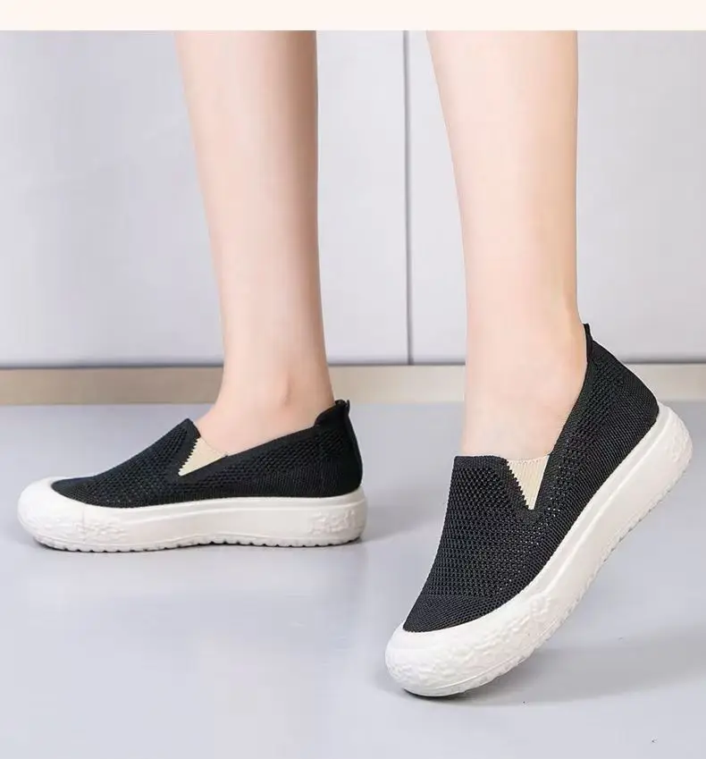 Women's Black Mesh Slip-On Casual Shoes Lightweight Soft Bottom — feature 12