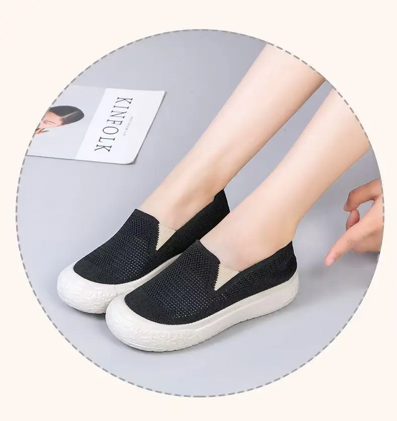 Women's Black Mesh Slip-On Casual Shoes Lightweight Soft Bottom — feature 13
