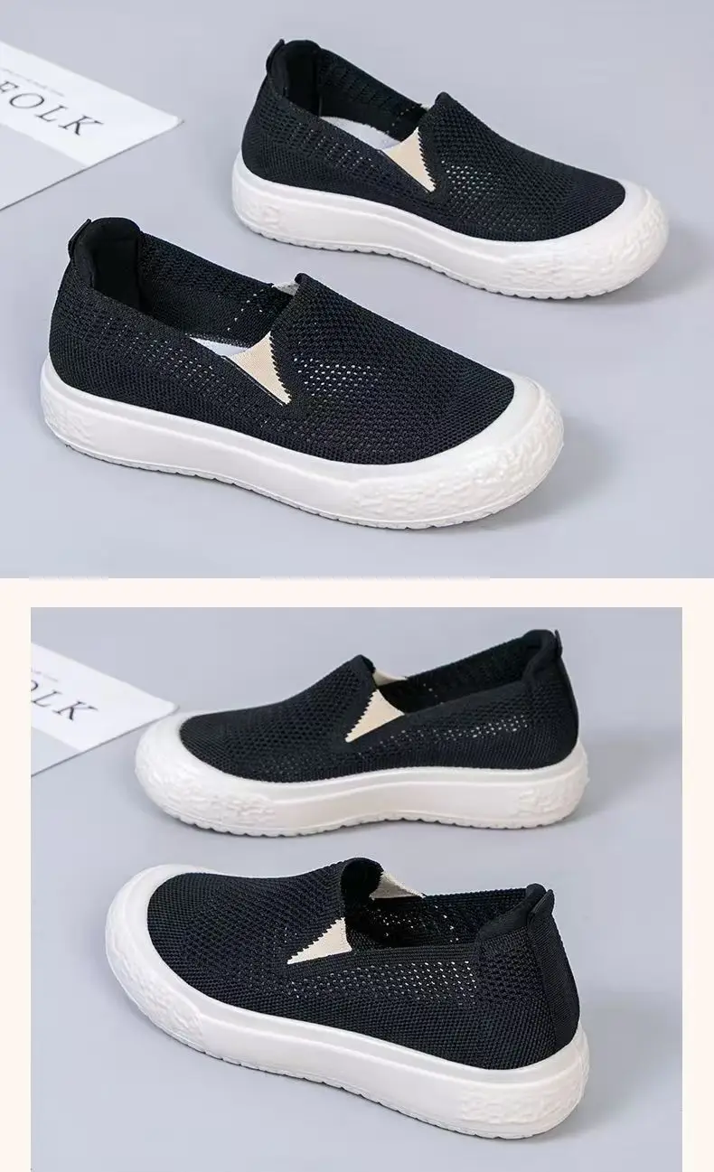 Women's Black Mesh Slip-On Casual Shoes Lightweight Soft Bottom — feature 14