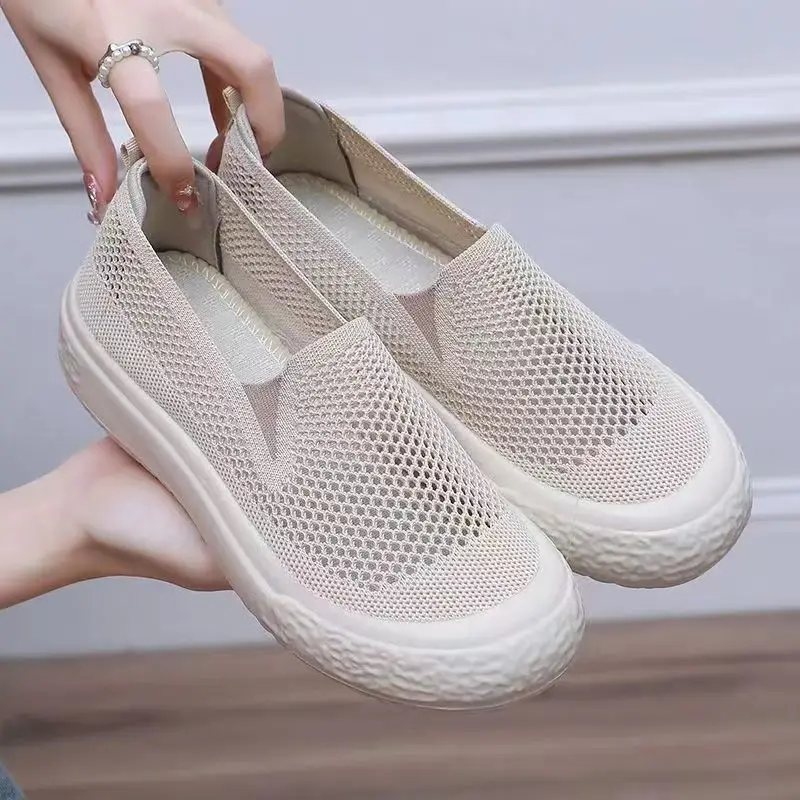 Women's Black Mesh Slip-On Casual Shoes Lightweight Soft Bottom - Image 2