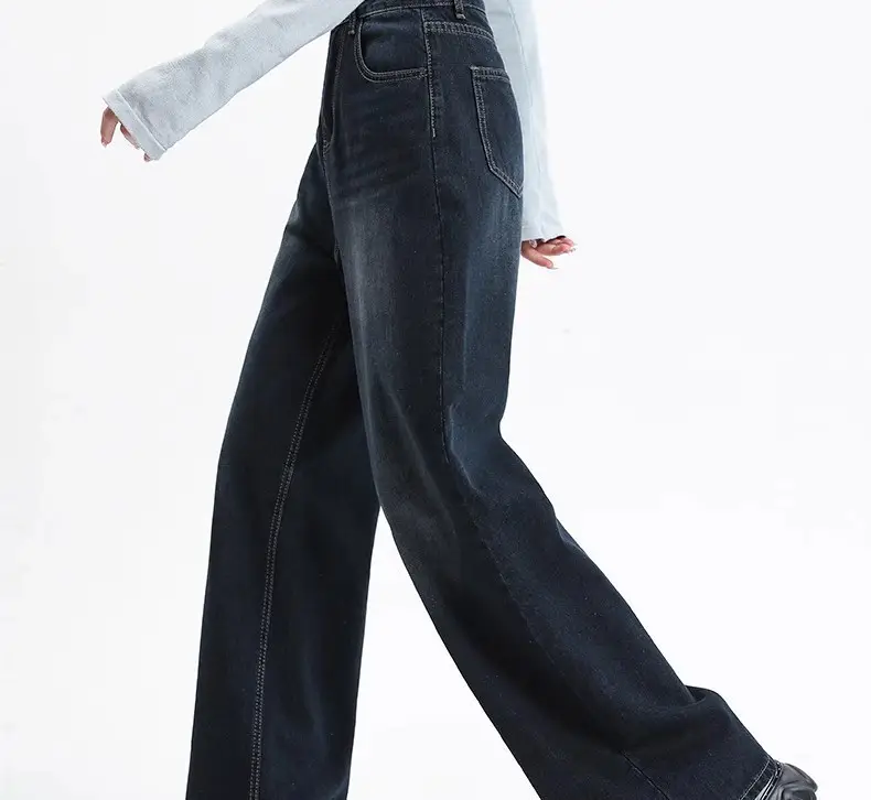 Dark Blue Wide Leg Jeans Women 2024 High Waist Straight Mop Pants — feature 14