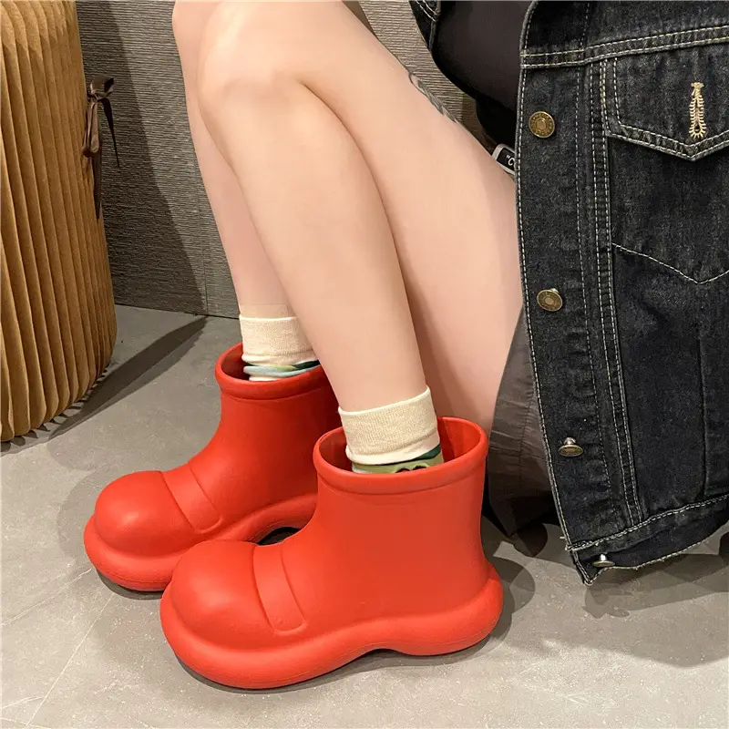 Big Shoes Fashion Rain Shoes Women's Winter Non-slip Low-top Water Shoes Water Boots Short Rain Boots Car Washing Kitchen Shoes Rubber Shoes - Image 4