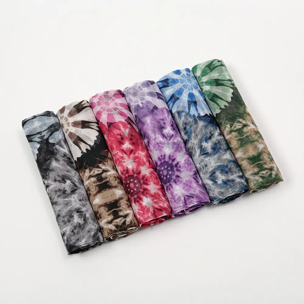 Purple Floral Printed Women's Scarf Travel Sunscreen - Image 9