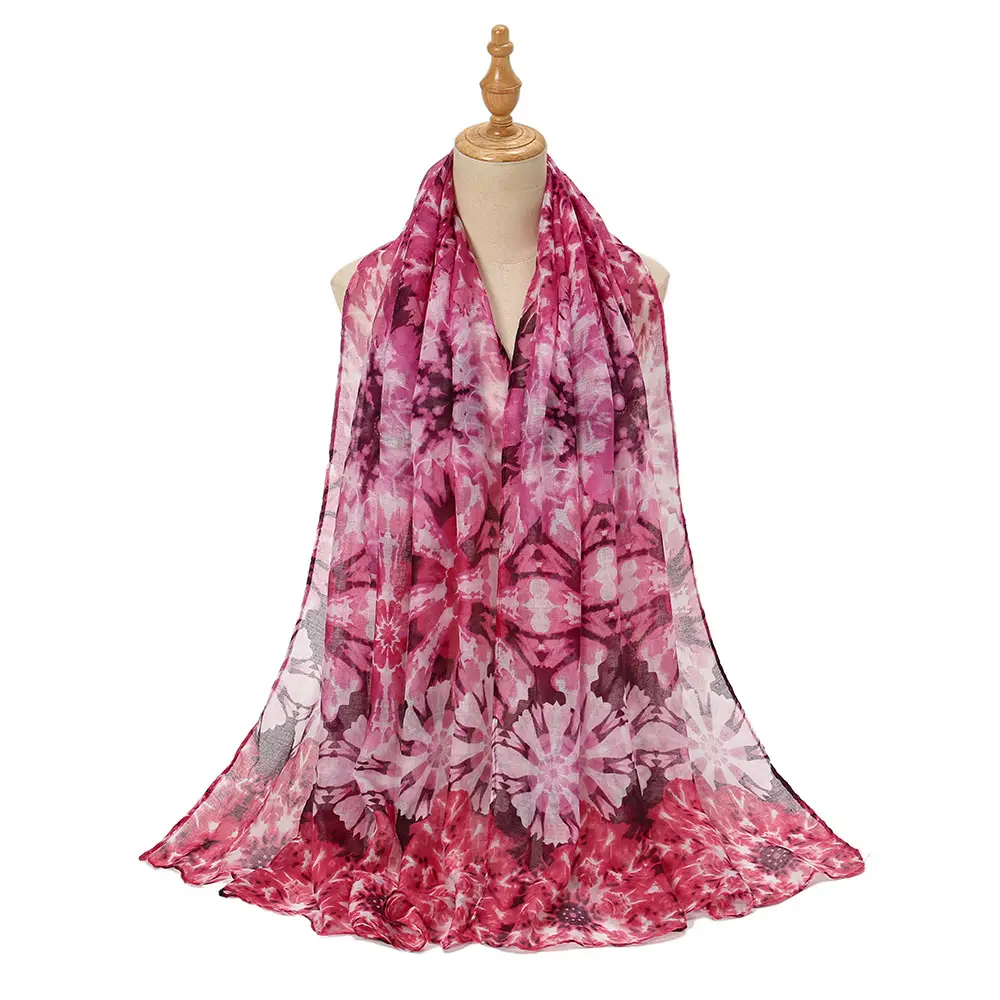 Purple Floral Printed Women's Scarf Travel Sunscreen - Image 10