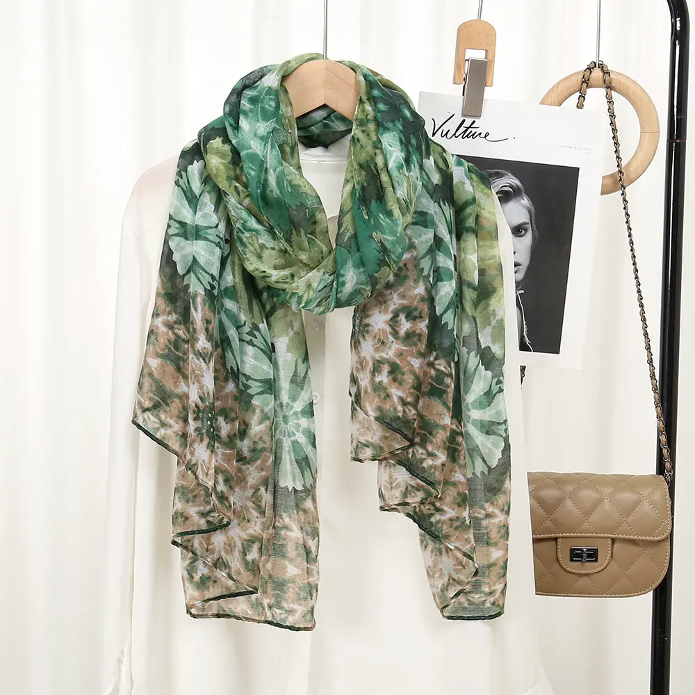 Purple Floral Printed Women's Scarf Travel Sunscreen — feature 12