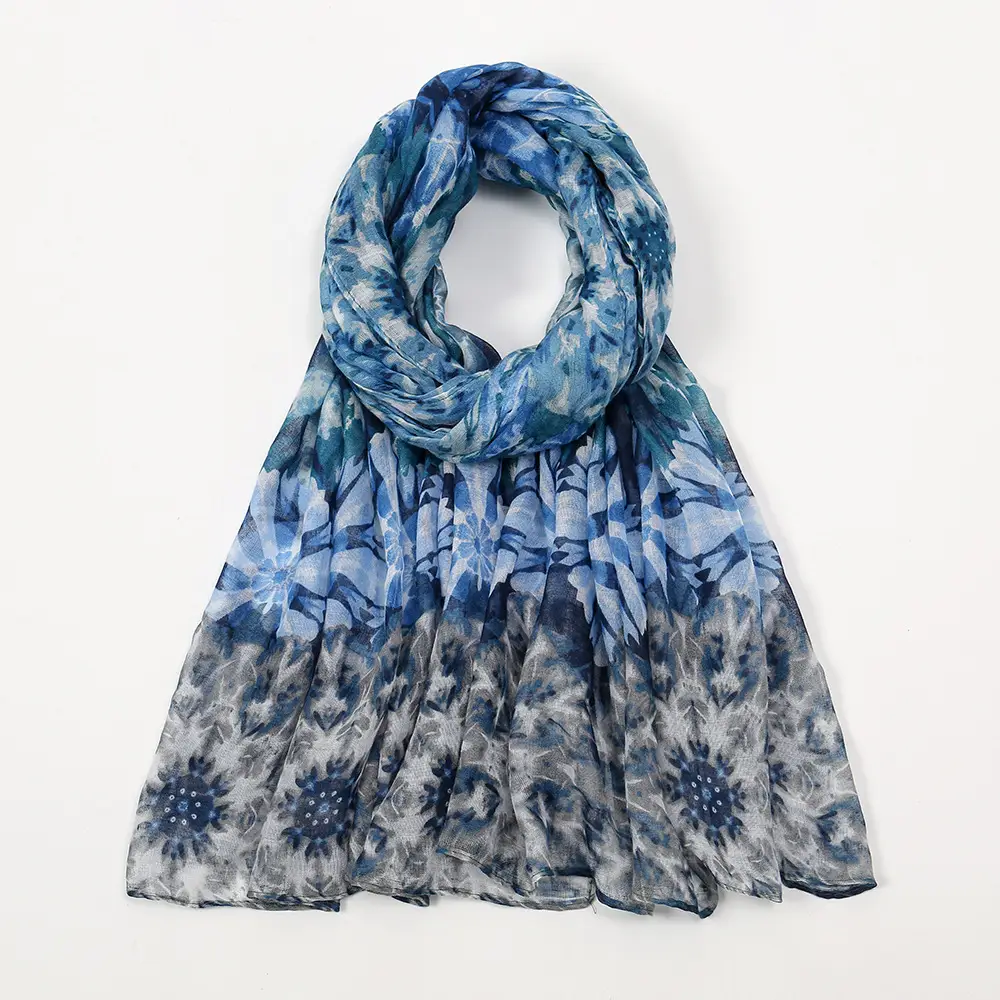 Purple Floral Printed Women's Scarf Travel Sunscreen - Image 3