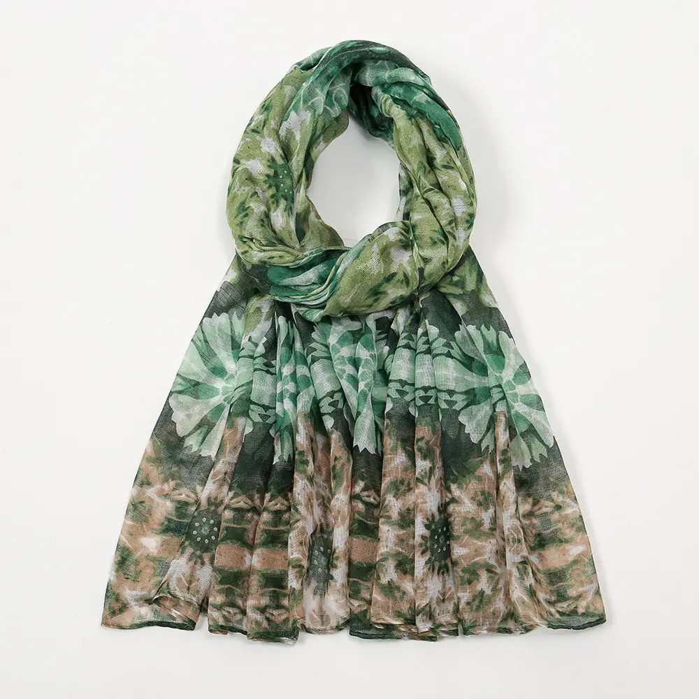 Purple Floral Printed Women's Scarf Travel Sunscreen - Image 5