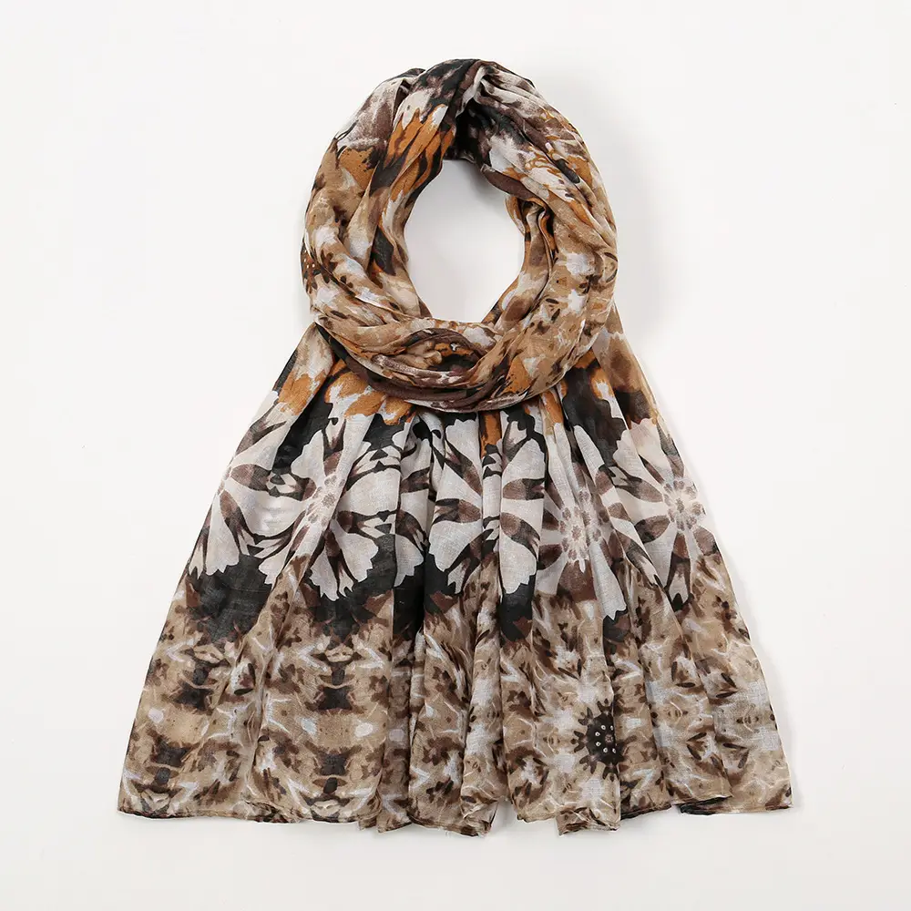 Purple Floral Printed Women's Scarf Travel Sunscreen - Image 6