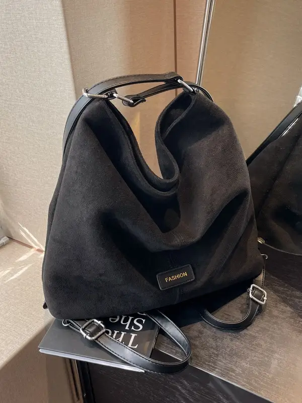 Black Retro Commuter Tote Bag Women 2024 - Image 5