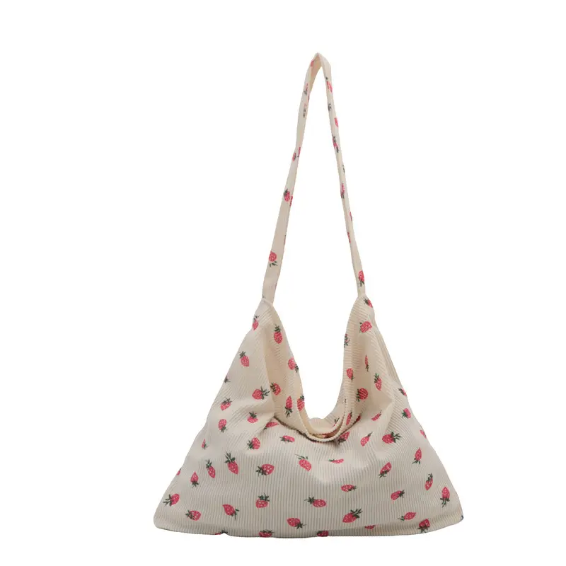 Corduroy Printed Handbag for Women Large Capacity