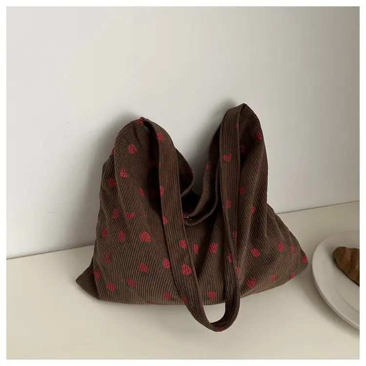 Corduroy Printed Handbag for Women Large Capacity — feature 12