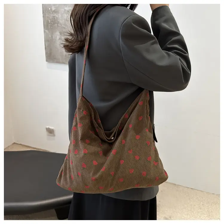 Corduroy Printed Handbag for Women Large Capacity — feature 13
