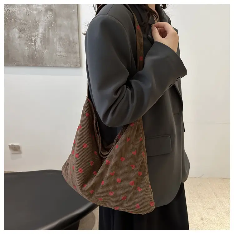 Corduroy Printed Handbag for Women Large Capacity — feature 14