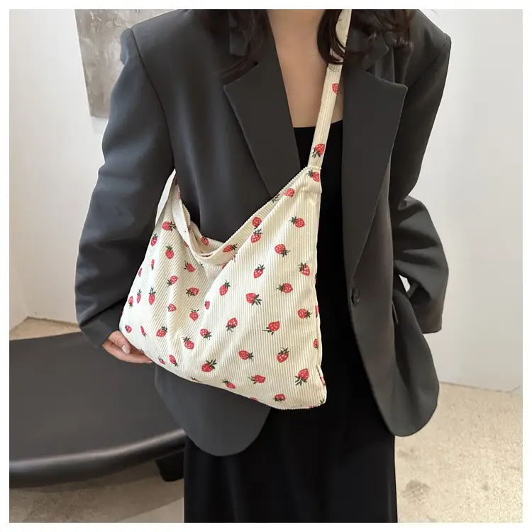 Corduroy Printed Handbag for Women Large Capacity — feature 15