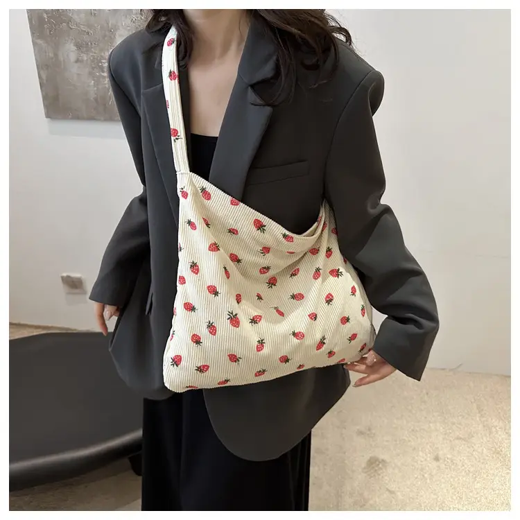 Corduroy Printed Handbag for Women Large Capacity — feature 16