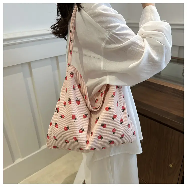 Corduroy Printed Handbag for Women Large Capacity — feature 17
