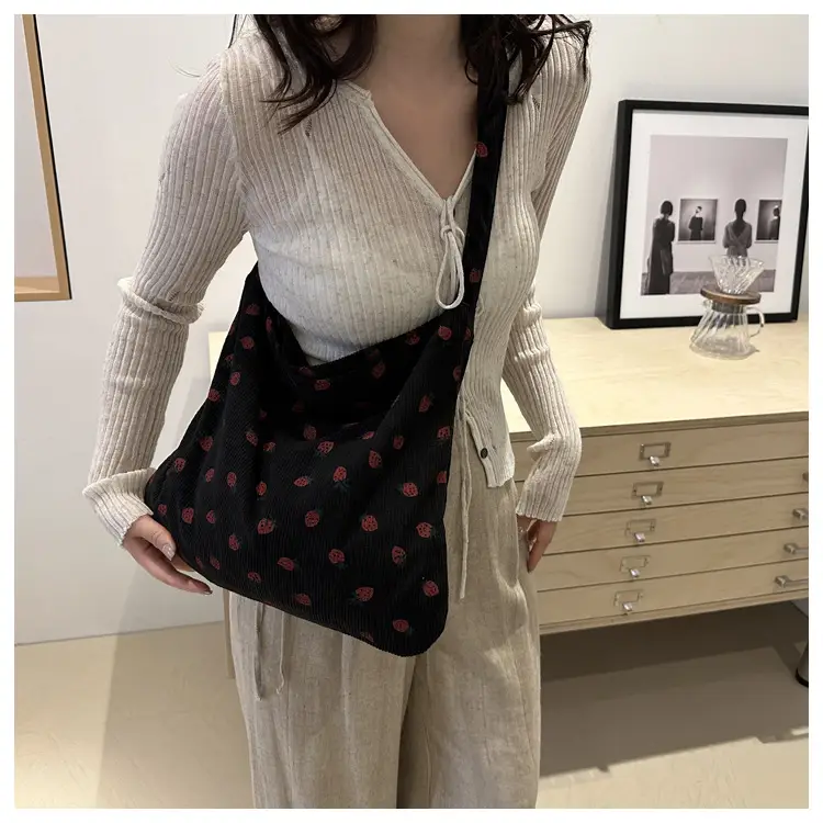 Corduroy Printed Handbag for Women Large Capacity — feature 19