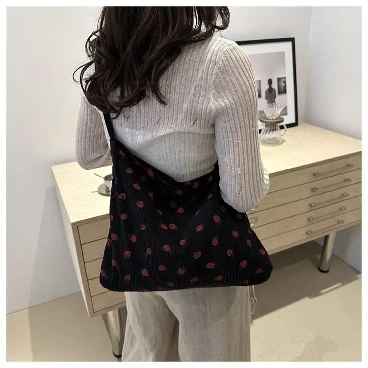 Corduroy Printed Handbag for Women Large Capacity — feature 20
