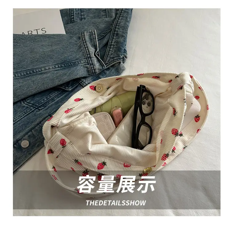 Corduroy Printed Handbag for Women Large Capacity — feature 7