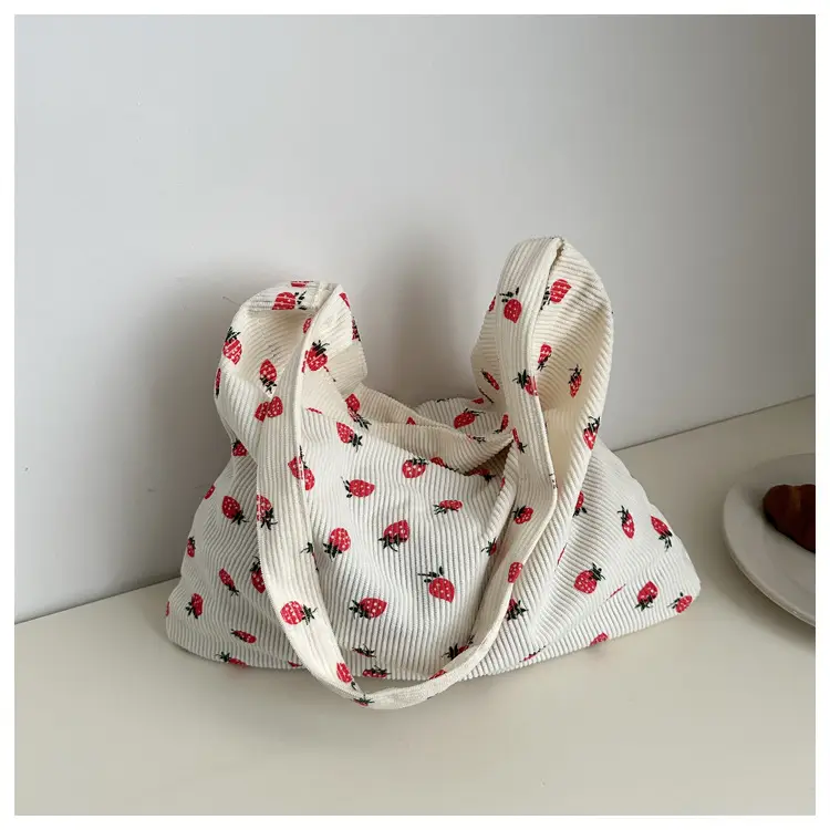 Corduroy Printed Handbag for Women Large Capacity — feature 9