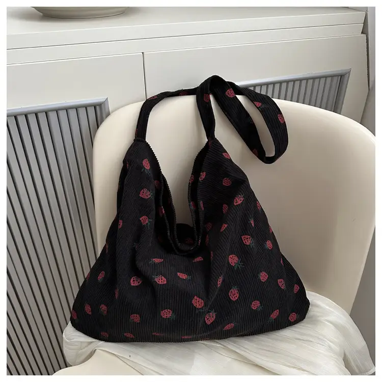 Corduroy Printed Handbag for Women Large Capacity