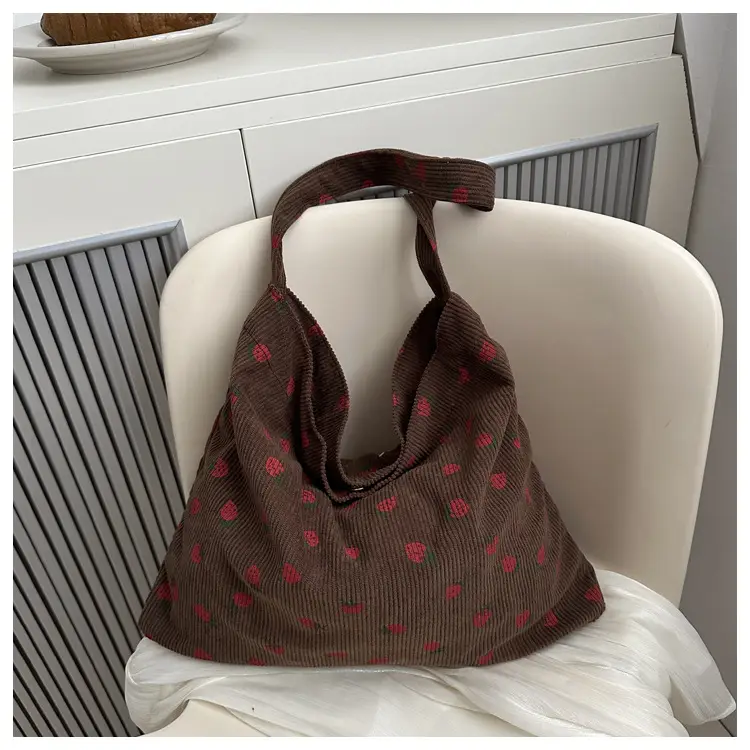 Corduroy Printed Handbag for Women Large Capacity