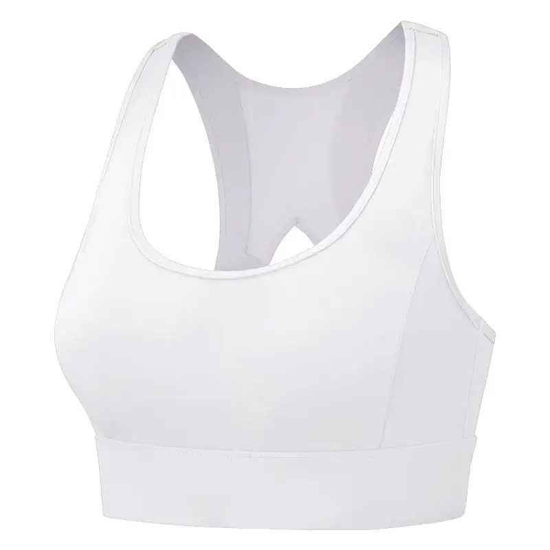 White I-Back Running Sports Bra with Rear Buckle - Image 4