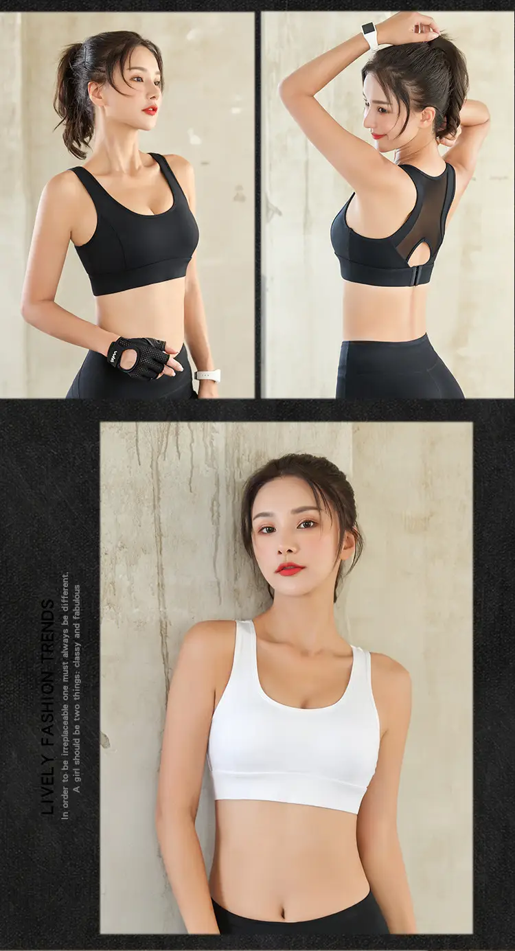 Black Shock-Proof Running Sports Bra Women — feature 8