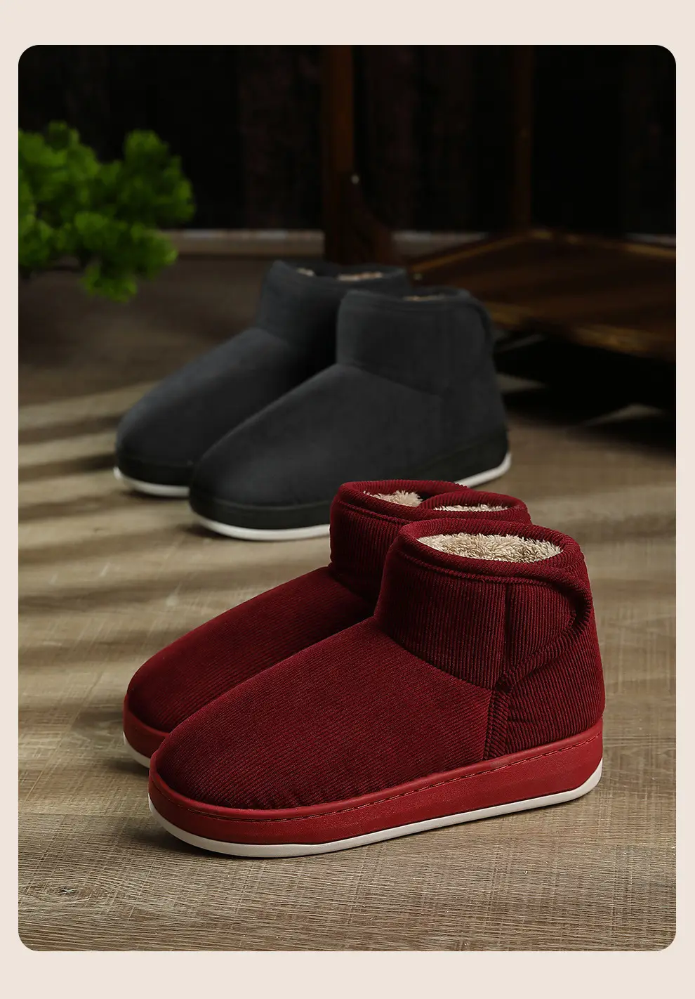 Winter Cotton Slippers for Elderly Women Red Warm — feature 3