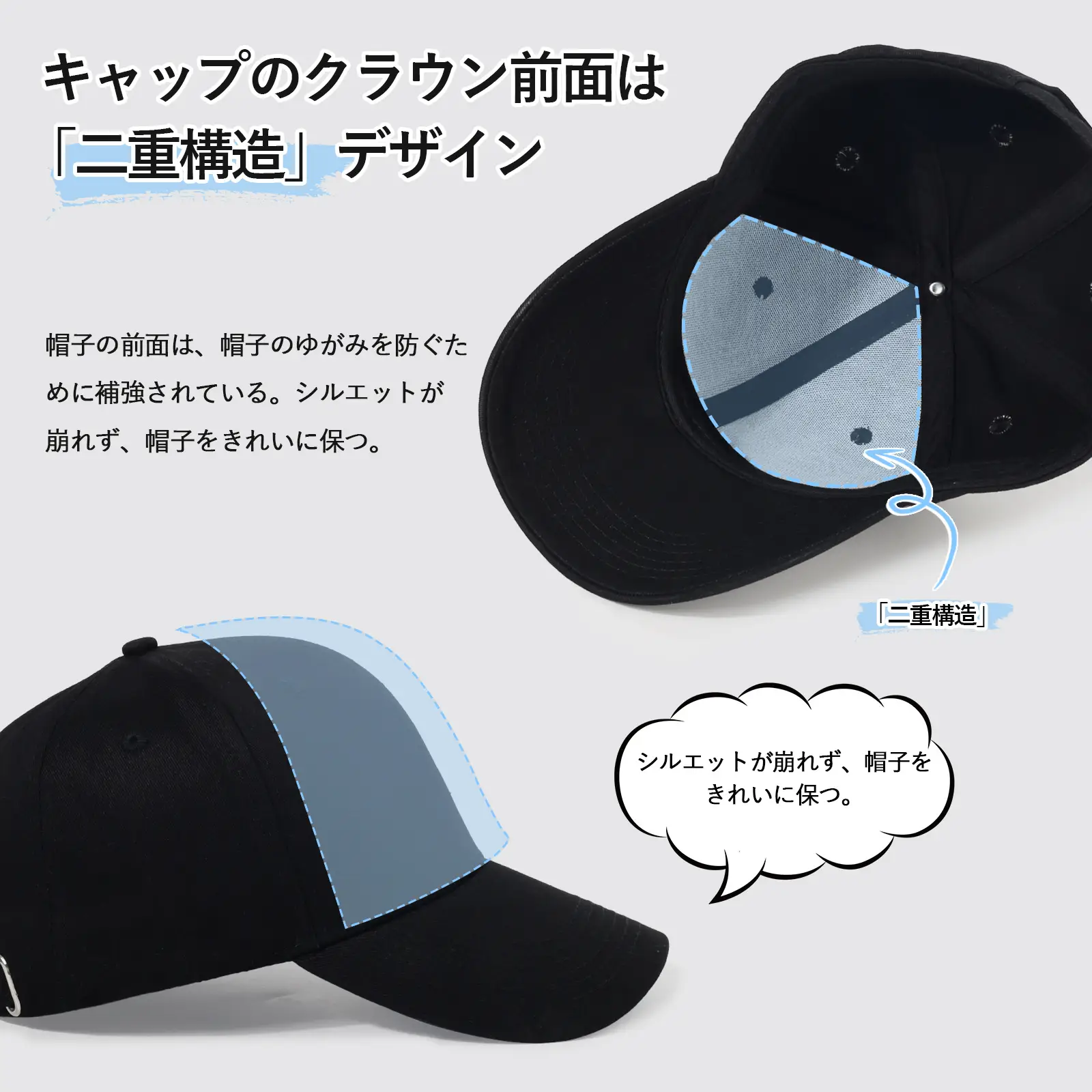 Japanese Style Adjustable Black Baseball Cap for Men