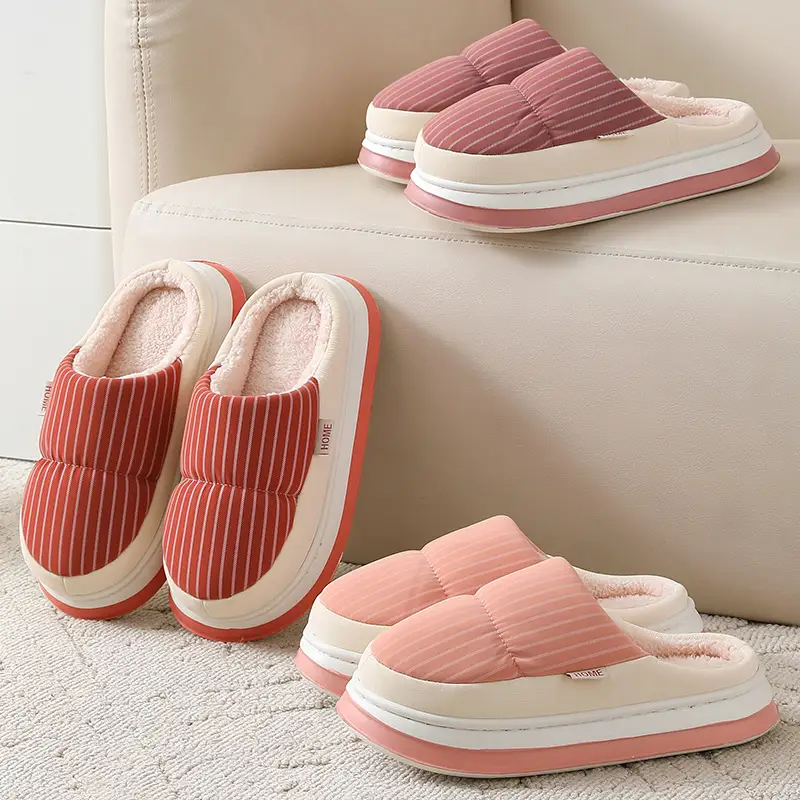 Cotton Shoes Autumn and Winter Leather Cotton Slippers Women's Thick Sole Non-Slip Indoor Home Couple Waterproof Thickened Slippers for Men and Women - Image 6