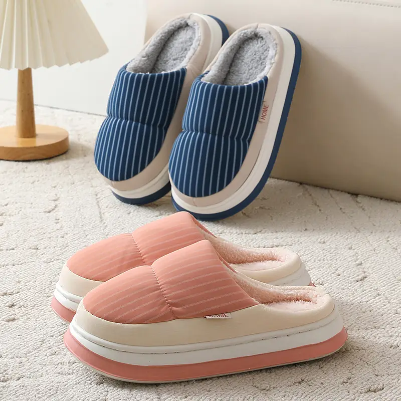 Cotton Shoes Autumn and Winter Leather Cotton Slippers Women's Thick Sole Non-Slip Indoor Home Couple Waterproof Thickened Slippers for Men and Women - Image 7