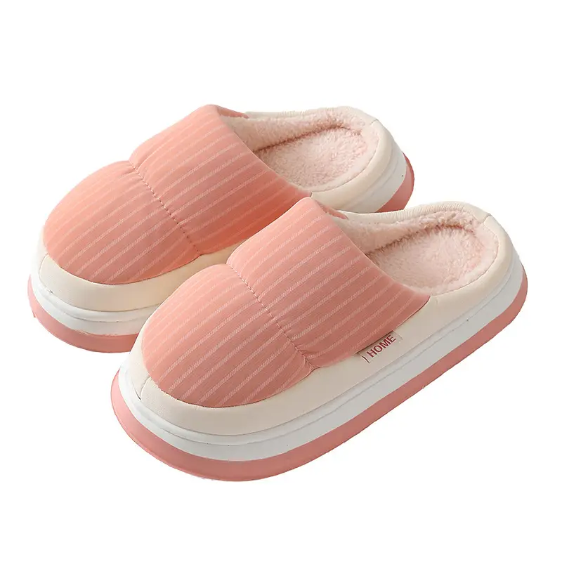 Cotton Shoes Autumn and Winter Leather Cotton Slippers Women's Thick Sole Non-Slip Indoor Home Couple Waterproof Thickened Slippers for Men and Women - Image 9