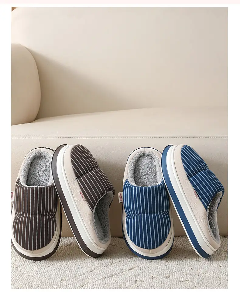 Cotton Shoes Autumn and Winter Leather Cotton Slippers Women's Thick Sole Non-Slip Indoor Home Couple Waterproof Thickened Slippers for Men and Women — feature 16