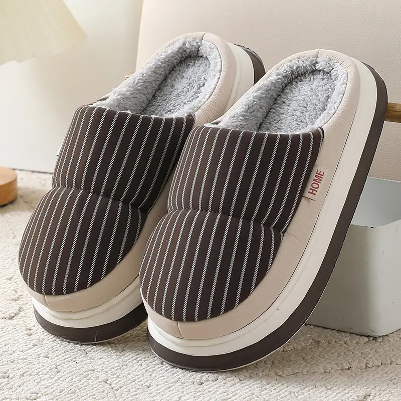 Cotton Shoes Autumn and Winter Leather Cotton Slippers Women's Thick Sole Non-Slip Indoor Home Couple Waterproof Thickened Slippers for Men and Women - Image 3