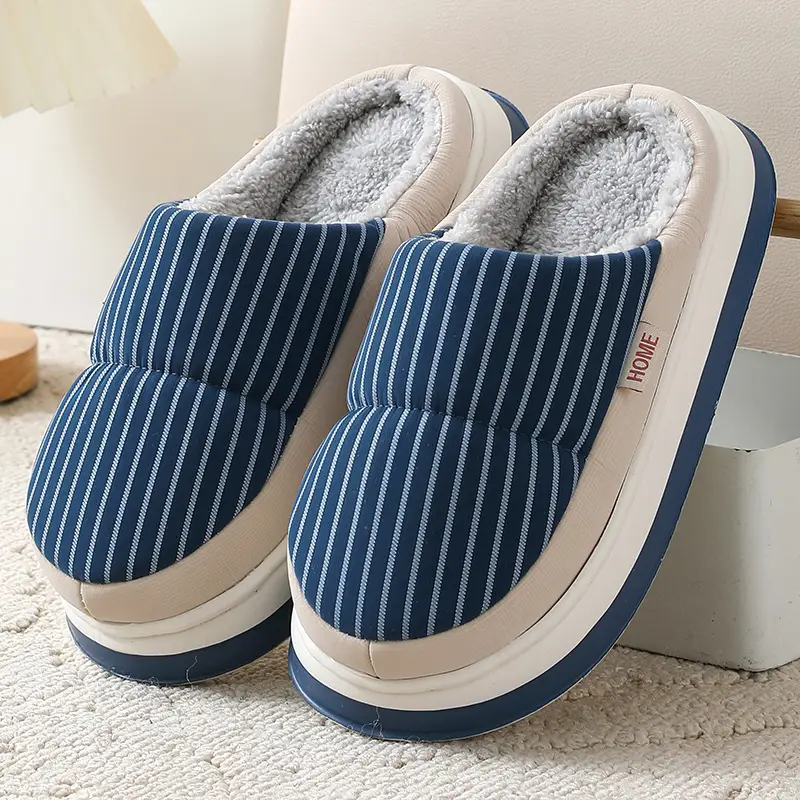 Cotton Shoes Autumn and Winter Leather Cotton Slippers Women's Thick Sole Non-Slip Indoor Home Couple Waterproof Thickened Slippers for Men and Women - Image 4