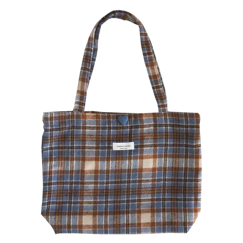 Retro Wool Plaid Shoulder Bag Women's Autumn Winter - Image 8