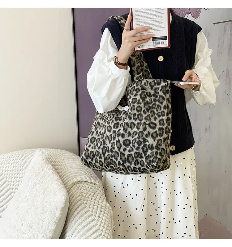 Retro Wool Plaid Shoulder Bag Women's Autumn Winter — feature 12