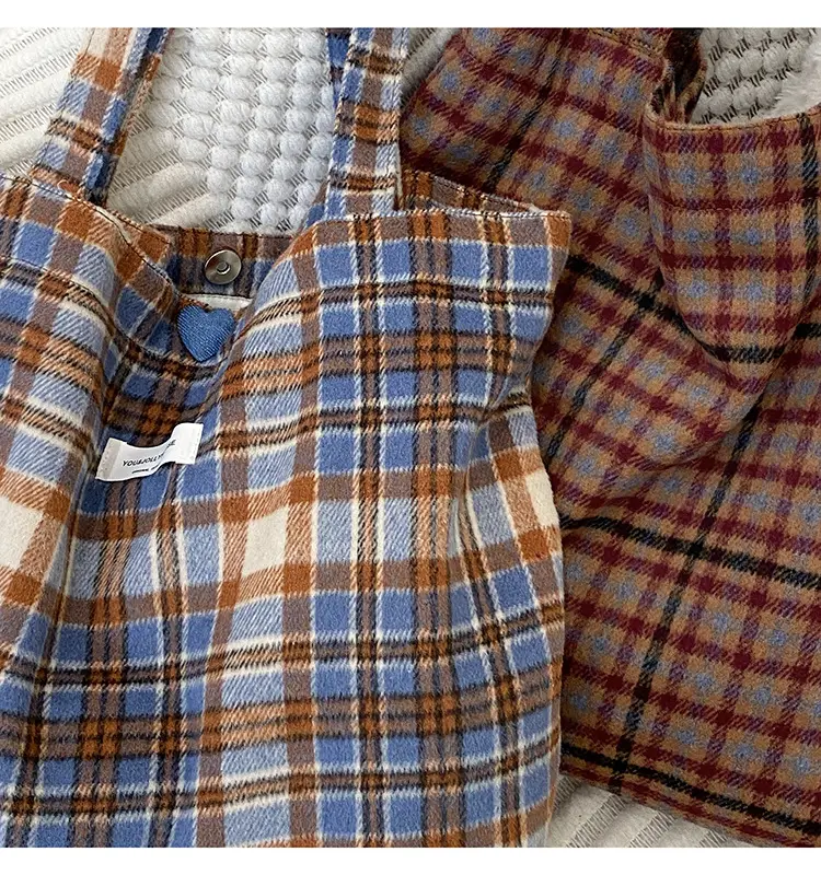 Retro Wool Plaid Shoulder Bag Women's Autumn Winter — feature 4