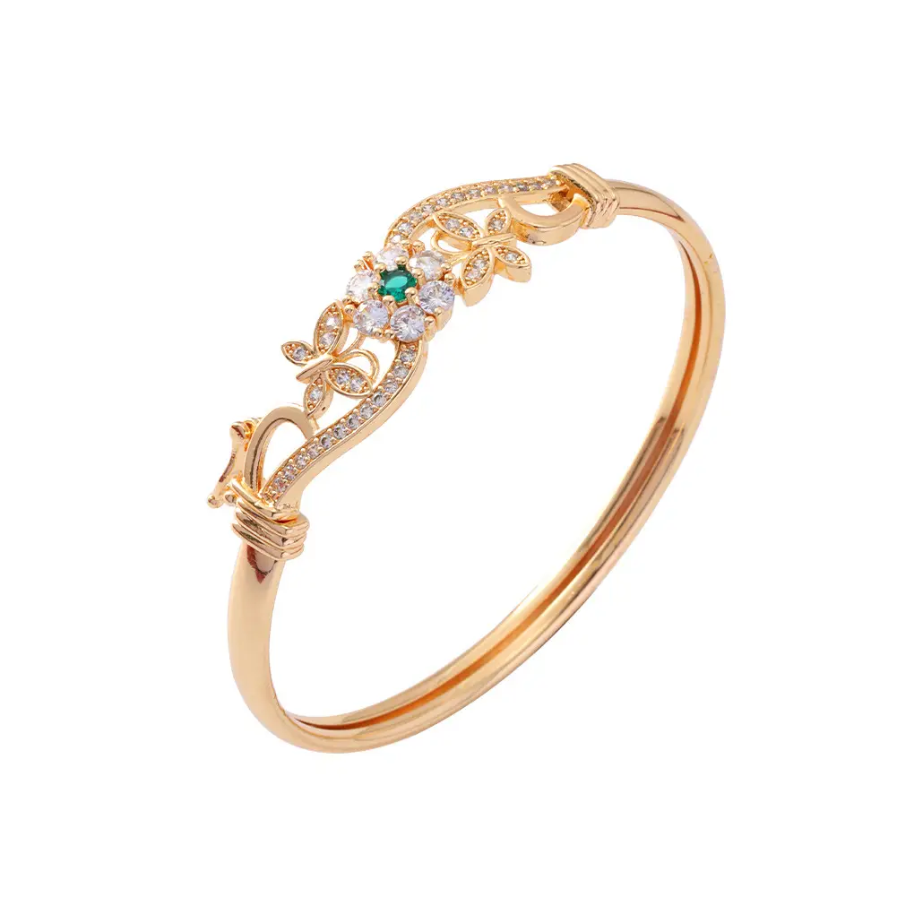 Hollow Butterfly Bracelet with Diamond & Green Stones - Image 6