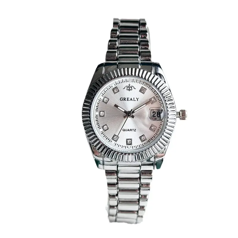 Gold Plated Women's Quartz Watch with Diamond Dial