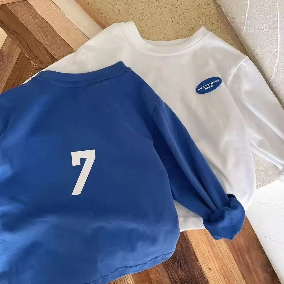 2024 Long Sleeve T-Shirt White Blue Kids Wear — feature 1